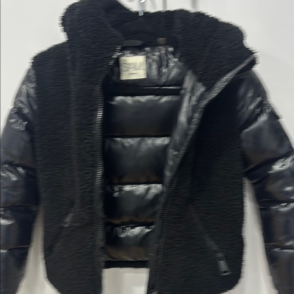 SAM. Black Puffer Jacket with Shearling Lining